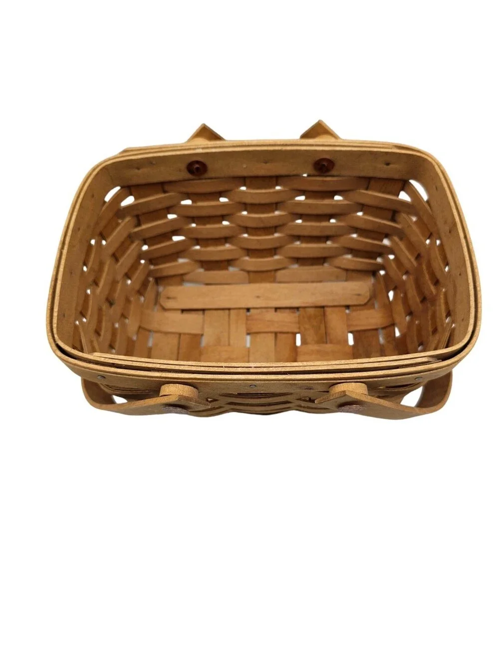 Vintage Longaberger Basket with Handles Signed LM 2003 Made in USA